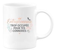 quotedazur - Mug Entrepreneuse : trop occupée pour tes conneries - Tasse Cadeau Humour Femme - Blanc/Céramique