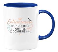 quotedazur - Mug Entrepreneuse : trop occupée pour tes conneries - Tasse Cadeau Humour Femme - Bleu/Céramique