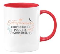 quotedazur - Mug Entrepreneuse : trop occupée pour tes conneries - Tasse Cadeau Humour Femme - Rouge/Céramique