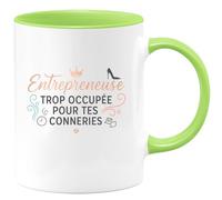 quotedazur - Mug Entrepreneuse : trop occupée pour tes conneries - Tasse Cadeau Humour Femme - Vert/Céramique