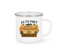quotedazur - Mug Es-tu prêt pour l'aventure parrain ? - Tasse Cadeau Baptême Demande Futur Parrain Homme - Blanc/Emaillé