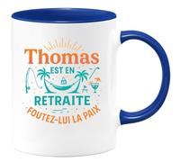 quotedazur - Mug est en retraitre, foutez-lui la paix - Tasse Cadeau Retraite Personnalisé - Bleu/Céramique