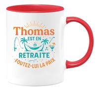 quotedazur - Mug est en retraitre, foutez-lui la paix - Tasse Cadeau Retraite Personnalisé - Rouge/Céramique