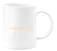 quotedazur - Mug et si je t'appelais marraine ? - Tasse Cadeau Baptême Demande Future Marraine Femme - Blanc/Céramique