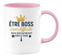 quotedazur - Mug Être Boss c'est difficile mais quelqu'un doit bien le faire - Tasse Cadeau Boss Homme - Rose/Céramique