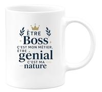 quotedazur - Mug Être Boss c'est mon métier, être génial c'est ma nature - Tasse Cadeau Boss Homme - Blanc/Céramique