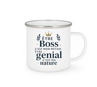 quotedazur - Mug Être Boss c'est mon métier, être génial c'est ma nature - Tasse Cadeau Boss Homme - Blanc/Emaillé