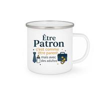quotedazur - Mug Être Patron c'est comme être parent, mais avec des adultes - Tasse Cadeau Patron Homme - Blanc/Emaillé