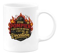 quotedazur - Mug être pompier c'est pas un métier c'est une vocation - Tasse Cadeau Pompier Femme - Blanc/Céramique