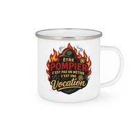 quotedazur - Mug être pompier c'est pas un métier c'est une vocation - Tasse Cadeau Pompier Femme - Blanc/Emaillé