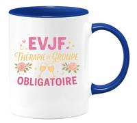 quotedazur - Mug evjf : thérapie de groupe obligatoire - Tasse Cadeau Evjf Femme - Bleu/Céramique