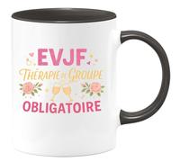 quotedazur - Mug evjf : thérapie de groupe obligatoire - Tasse Cadeau Evjf Femme - Noir/Céramique
