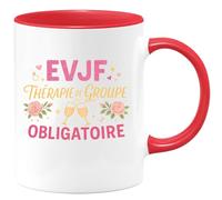 quotedazur - Mug evjf : thérapie de groupe obligatoire - Tasse Cadeau Evjf Femme - Rouge/Céramique