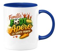 quotedazur - Mug famille, foot, apéro : la sainte trinité - Tasse Cadeau Football Homme - Bleu/Céramique