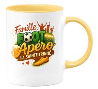 quotedazur - Mug famille, foot, apéro : la sainte trinité - Tasse Cadeau Football Homme - Jaune/Céramique
