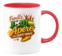 quotedazur - Mug famille, foot, apéro : la sainte trinité - Tasse Cadeau Football Homme - Rouge/Céramique