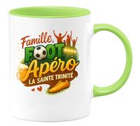 quotedazur - Mug famille, foot, apéro : la sainte trinité - Tasse Cadeau Football Homme - Vert/Céramique