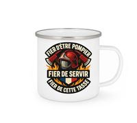 quotedazur - Mug fier d'être pompier fier de servir fier de cette tasse - Tasse Cadeau Pompier Femme - Blanc/Emaillé