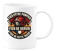quotedazur - Mug fier d'être pompier fier de servir fier de cette tasse - Tasse Cadeau Pompier Femme - Blanc/Céramique