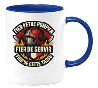 quotedazur - Mug fier d'être pompier fier de servir fier de cette tasse - Tasse Cadeau Pompier Femme - Bleu/Céramique