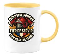 quotedazur - Mug fier d'être pompier fier de servir fier de cette tasse - Tasse Cadeau Pompier Femme - Jaune/Céramique