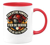 quotedazur - Mug fier d'être pompier fier de servir fier de cette tasse - Tasse Cadeau Pompier Femme - Rouge/Céramique