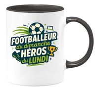 quotedazur - Mug footballeur du dimanche, héros du lundi - Tasse Cadeau Football Homme - Noir/Céramique