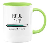 quotedazur - Mug Futur Chef Chargement En Cours - Vert/Céramique