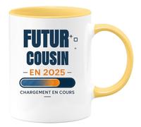 quotedazur - Mug Futur Cousin en 2025 Chargement En Cours - Tasse Cadeau Annonce naissance Homme - Jaune/Céramique