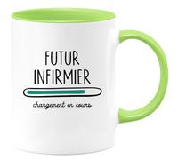 quotedazur - Mug Futur Infirmier Chargement En Cours - Vert/Céramique