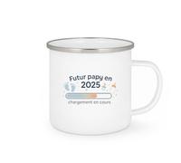 quotedazur - Mug Futur papy en 2025 chargement en cours - Tasse Cadeau Annonce grossesse naissance futur papy Homme - Blanc/Emaillé