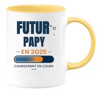 quotedazur - Mug Futur Papy en 2025 Chargement En Cours - Tasse Cadeau Annonce naissance Homme - Jaune/Céramique