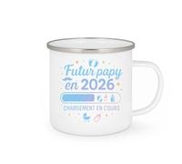 quotedazur - Mug Futur papy en 2026 chargement en cours - Tasse Cadeau Annonce grossesse naissance futur papy Homme - Blanc/Emaillé