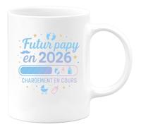 quotedazur - Mug Futur papy en 2026 chargement en cours - Tasse Cadeau Annonce grossesse naissance futur papy Homme - Blanc/Céramique