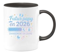 quotedazur - Mug Futur papy en 2026 chargement en cours - Tasse Cadeau Annonce grossesse naissance futur papy Homme - Noir/Céramique