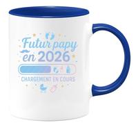 quotedazur - Mug Futur papy en 2026 chargement en cours - Tasse Cadeau Annonce grossesse naissance futur papy Homme - Bleu/Céramique