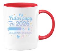 quotedazur - Mug Futur papy en 2026 chargement en cours - Tasse Cadeau Annonce grossesse naissance futur papy Homme - Rouge/Céramique