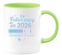 quotedazur - Mug Futur papy en 2026 chargement en cours - Tasse Cadeau Annonce grossesse naissance futur papy Homme - Vert/Céramique