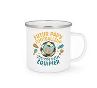 quotedazur - Mug Futur papy footballeur cherche petit équipier - Tasse Cadeau Annonce Grossesse Naissance Papy Homme - Blanc/Emaillé