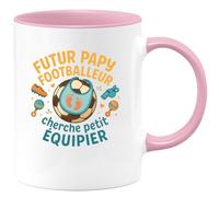 quotedazur - Mug Futur papy footballeur cherche petit équipier - Tasse Cadeau Annonce Grossesse Naissance Papy Homme - Rose/Céramique
