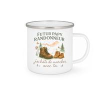 quotedazur - Mug Futur papy randonneur, j'ai hâte de marcher avec toi - Tasse Cadeau Annonce Grossesse Naissance Papy Homme - Blanc/Emaillé