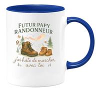 quotedazur - Mug Futur papy randonneur, j'ai hâte de marcher avec toi - Tasse Cadeau Annonce Grossesse Naissance Papy Homme - Bleu/Céramique