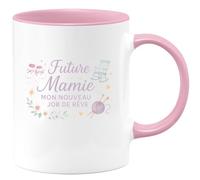 quotedazur - Mug Future Mamie : Mon nouveau job de rêve - Tasse Cadeau Annonce Grossesse Naissance Mamie Femme - Rose/Céramique