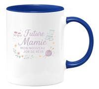 quotedazur - Mug Future Mamie : Mon nouveau job de rêve - Tasse Cadeau Annonce Grossesse Naissance Mamie Femme - Bleu/Céramique