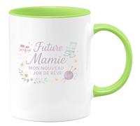 quotedazur - Mug Future Mamie : Mon nouveau job de rêve - Tasse Cadeau Annonce Grossesse Naissance Mamie Femme - Vert/Céramique