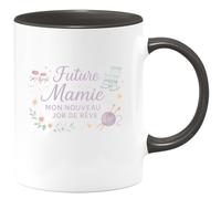 quotedazur - Mug Future Mamie : Mon nouveau job de rêve - Tasse Cadeau Annonce Grossesse Naissance Mamie Femme - Noir/Céramique