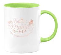 quotedazur - Mug Future Mamie VIP - Very Important Pouponneuse - Tasse Cadeau Annonce Grossesse Naissance Mamie Femme - Vert/Céramique
