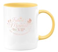 quotedazur - Mug Future Mamie VIP - Very Important Pouponneuse - Tasse Cadeau Annonce Grossesse Naissance Mamie Femme - Jaune/Céramique