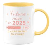 quotedazur - Mug Future Nièce en 2025 Chargement En Cours - Tasse Cadeau Annonce naissance Femme - Jaune/Céramique
