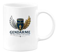 quotedazur - Mug Gendarme : mi-ange gardien, mi-warrior - Tasse Cadeau Gendarme Homme - Blanc/Céramique